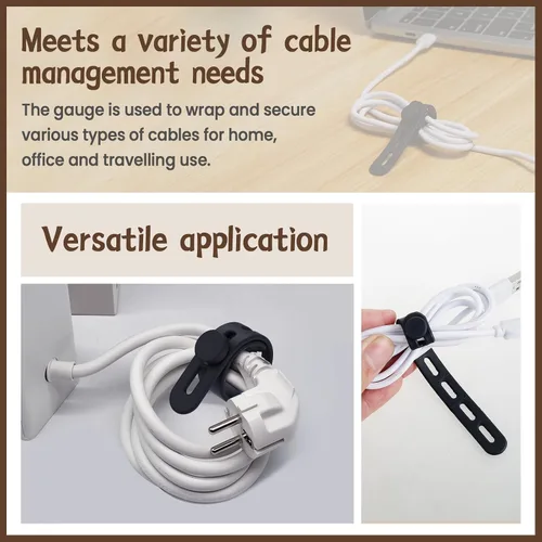 Miniatura 5 de 30 bridas de silicona para cables, organizador de cables reutilizable, amarre ajustable para cables de carga, organizador de cables de silicona