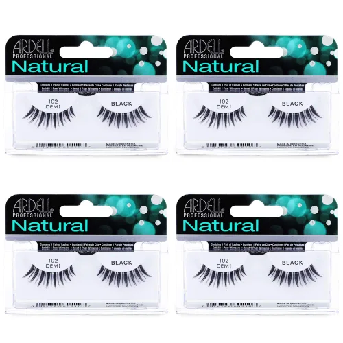 Miniatura 6 de Ardell Pestañas postizas Demi 101 – Negro, volumen completo, tira redondeada pestañas finas para un aspecto natural, paquete de 4