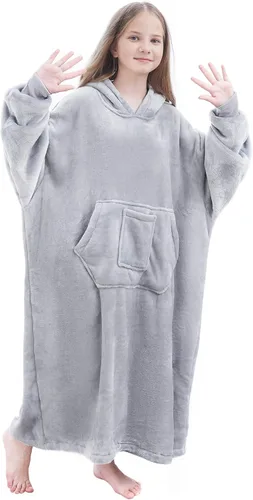 Miniatura 8 de FUSSEDA - Sudadera con manta portátil de gran tamaño, forro polar cálido y grueso con capucha sherpa acogedora con bolsillos y mangas. Regalo