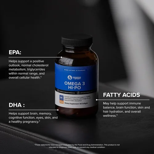 Miniatura 5 de Designs for Sport Omega 3 HI-PO - Aceite de pescado triglicérido de alta potencia - 1500 mg de omega-3 con 750 mg de EPA y 750 mg de DHA - Sin