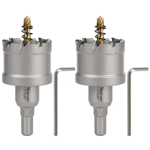 Miniatura 52 de Sierra perforadora de carburo de 1-1/2 pulgadas (1.496 in) para metal duro, cortador de agujeros con punta de carburo de tungsteno con broca piloto