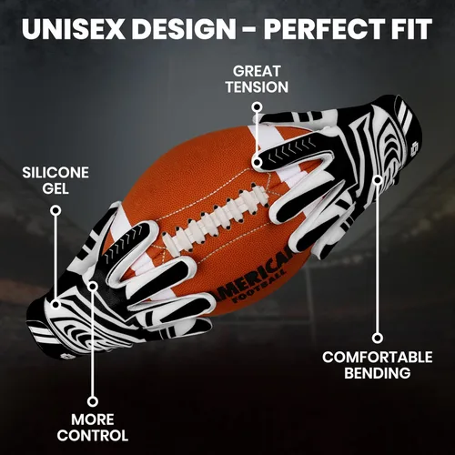 Miniatura 5 de Guantes de receptor de fútbol profesional LYRX con palma de silicona óptima, agarre antideslizante, control ultra adhesivo, deportivo, ligero