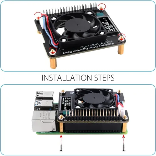 Miniatura 6 de GeeekPi Sombrero de ventilador para Raspberry Pi 4 Modelo B, PWM Fan GPIO Placa de expansión con pantalla OLED de 0.91 pulgadas para Raspberry Pi