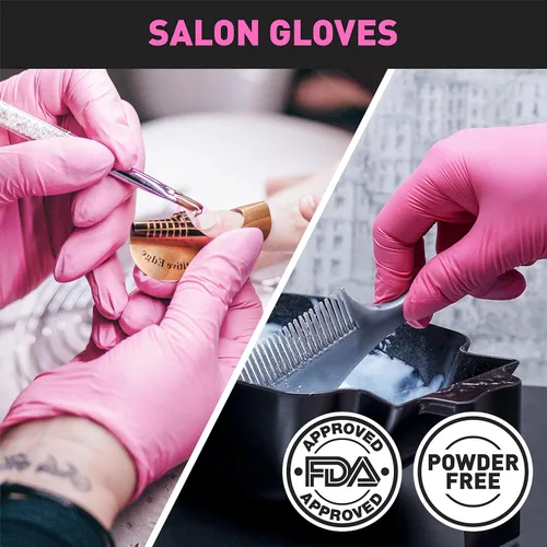 Miniatura 4 de OKIAAS - Guantes desechables de vinilo color negro/rosa sin látex, grado alimenticio, 5 mil, para cocinar, limpieza, tinte para el pelo