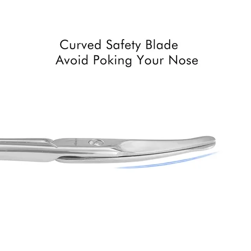 Miniatura 4 de LIVINGO Tijeras de pelo nasal curvadas y redondeadas de 3.75", de acero inoxidable premium con seguridad, hojas pequeñas para manicura, cutícula