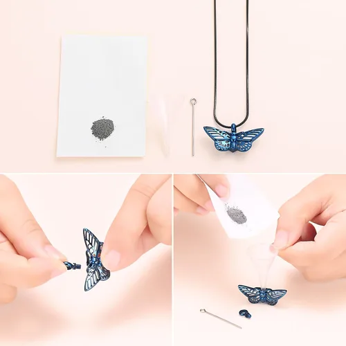 Miniatura 26 de Minicremation Joyas de cremación para cenizas – Collar conmemorativo de mariposa con colgante de urna para cenizas de seres queridos