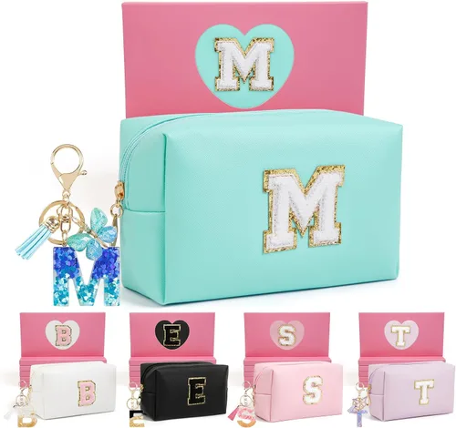 Miniatura 73 de AIBFRID 2 piezas de bolsas de maquillaje iniciales para mujeres, regalos de cumpleaños para niñas de 4 5 6 7 8 9 10 11 12 años, bolsas de cosméticos