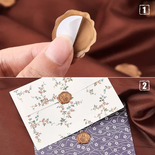 Miniatura 4 de CRASPIRE 50 calcomanías adhesivas para sellar cera con temática de Pascua, invitación de boda, sellos de sobre, calcomanías de cera prefabricadas