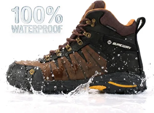 Miniatura 4 de SUREWAY Men's 6" Waterproof Work Boots - Soft Toe,Leather Lace Up,EH Rated, Slip Resistant Outsole for Construction, Roofing & Hunting Work Boots