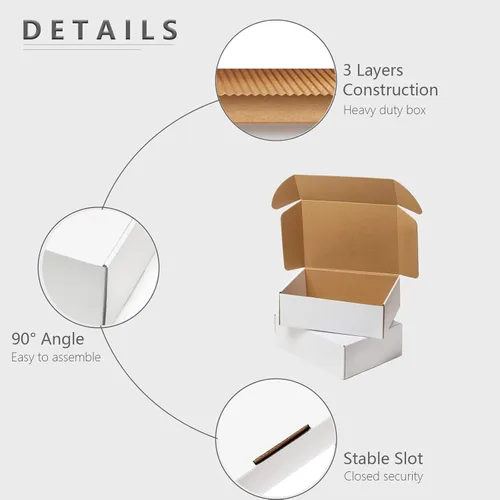 Miniatura 5 de Timirog Cajas de envío blancas 12x9x4" Paquete de 20 - Caja de correo de cartón corrugado para pequeñas empresas, suministros de embalaje