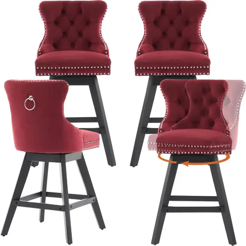 Miniatura 29 de Juego de 2 taburetes de bar giratorios modernos, taburetes de bar de 26.6 pulgadas de altura de mostrador beige con respaldo para isla de cocina
