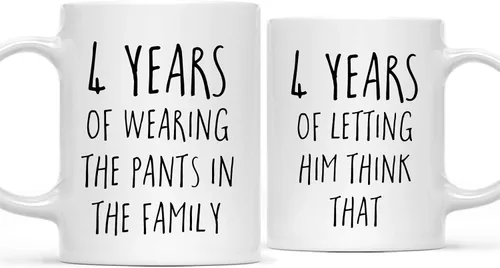 Miniatura 8 de Andaz Press Divertida taza de café de 11 onzas para parejas, regalo de broma para el primer aniversario de boda, 1 año de usar los pantalones