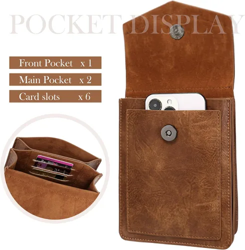 Miniatura 4 de INICAT Bolsos cruzados pequeños para mujer de cuero sintético para teléfono celular con ranuras para tarjetas