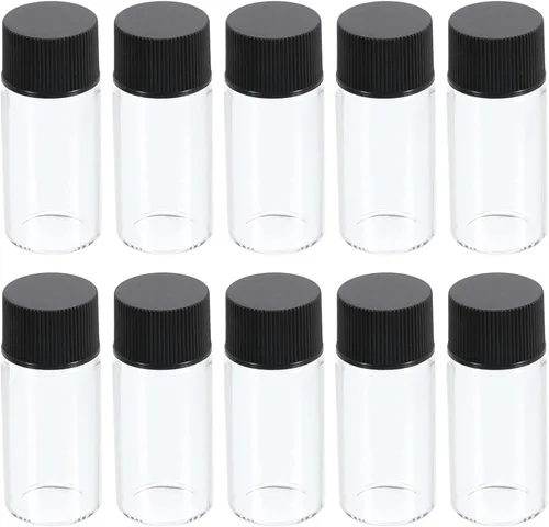 Miniatura 6 de PATIKIL Botella de almacenamiento multimedia de 0.5 fl oz, paquete de 50 botellas de vidrio con tapa de rosca de plástico para laboratorio en casa