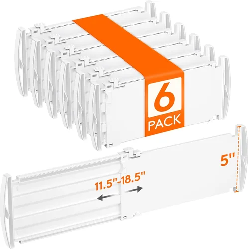 Miniatura 12 de Lifewit Separadores de cajones para ropa, 3.2 pulgadas de alto, 10.5 a 16.5 pulgadas, organizadores de cajones expandibles, separadores de plástico