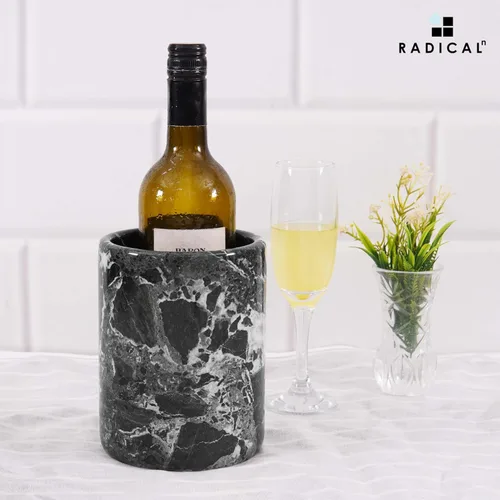 Miniatura 3 de Radicaln Enfriador de Vino de Mármol Negro de 6.5 Pulgadas Hecho a Mano Enfriador de Bebidas Para Accesorios de Bar, Enfriador de Vino Para Champán