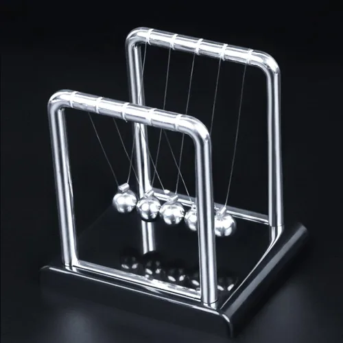 Miniatura 5 de Newtons - Bolas de equilibrio de cuna, bolas de péndulo de 5 bolas con base negra, péndulo de cuna de Newtons, decoración de escritorio para Negro 5