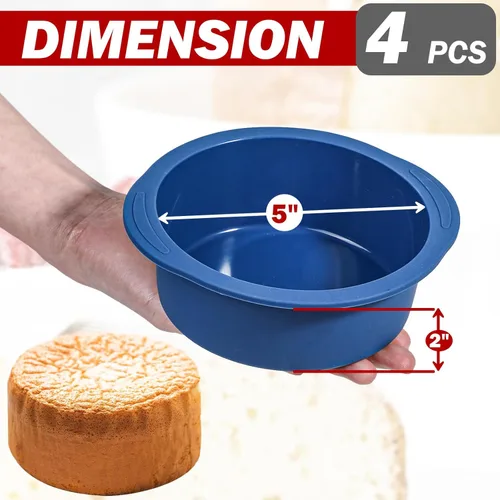 Miniatura 4 de Webake Molde para pasteles de 5 pulgadas para hornear moldes redondos antiadherentes, LFGB Platinum Silicon Air Freidora de aire Juego de 4