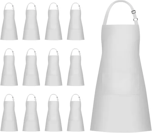Miniatura 12 de Jubatus Paquete de 1 delantal con peto con 2 bolsillos, delantal de cocina de chef para mujeres y hombres, color negro