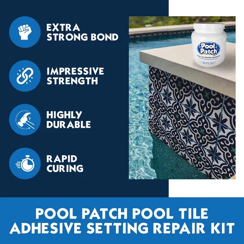 Miniatura 2 de Pool Patch Kit de reparación adhesivo para azulejos de piscina gris de 3 libras, fórmula de ajuste fácil de mezclar y aplicar, perfecto para pegar