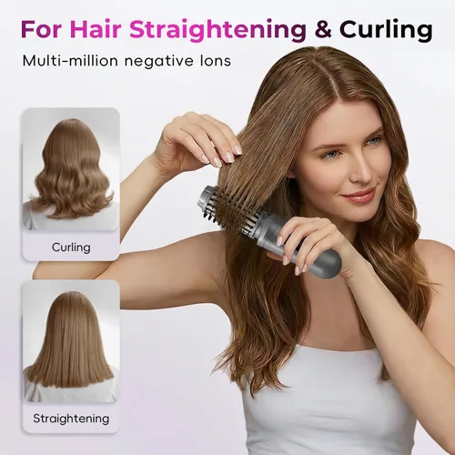 Miniatura 5 de Cepillo alisador de pelo inalámbrico, mini cepillo de rizador de pelo con 3 controles de temperatura, rizador de pelo recargable antiquemaduras