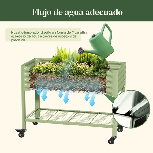 Miniatura 7 de Cama de jardín elevada rodante - Serie V, camas de jardín de 2' x 4' con patas y estante de almacenamiento para patio y porche, capacidad