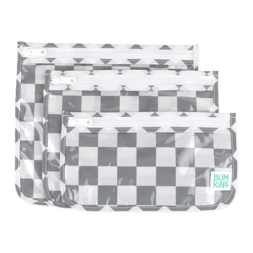 Miniatura 20 de Bumkins Bolsa de viaje, artículos de tocador, bebé, bolsa aprobada por la TSA, bolsa con cremallera, tamaño de cuarto de galón, lado transparente