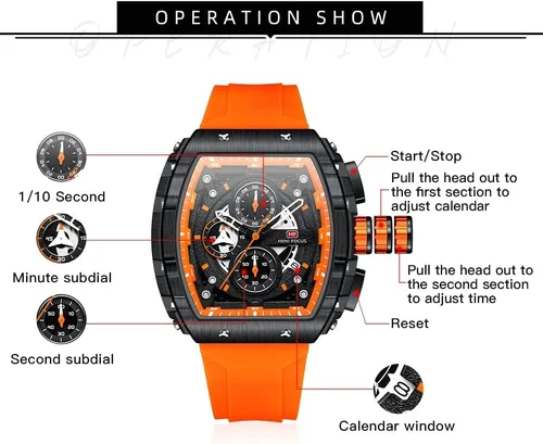 Miniatura 7 de Relojes para hombre de lujo con diseño de esqueleto para hombre, impermeable, correa de silicona ajustable, estilo steampunk, cronógrafo