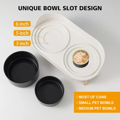 Miniatura 4 de Juego de cuencos elevados de cerámica para perros, cuencos dobles para alimentación de perros con soporte a prueba de salpicaduras, platos elevados