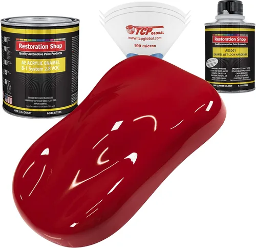 Miniatura 12 de Restoration Shop - Pintura de esmalte acrílico Monza Red para autos - Kit completo de pintura de galón - Recubrimiento profesional de alta Rojo