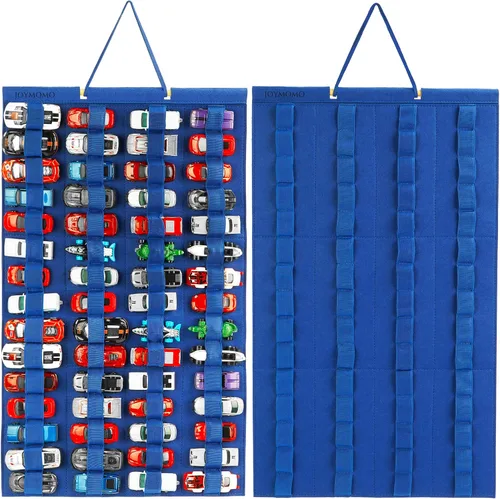 Miniatura 12 de Organizador de almacenamiento colgante para autos de juguete, vitrina de fieltro con capacidad para 60 autos de juguete (sin accesorios) (negro)