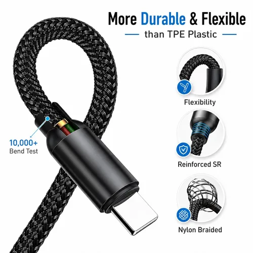 Miniatura 4 de Sisyphy Surface Connect to USB C Cable de carga trenzado de nailon de 6 pies, compatible con Microsoft Surface Pro 11/10/7/6/5/4/3 Go3/2/1