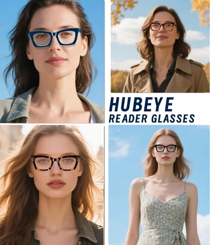 Miniatura 7 de Hubeye Oprah Style - Lentes de lectura para mujeres y hombres, bloqueo de luz azul, para computadora con bisagra de resorte Negro