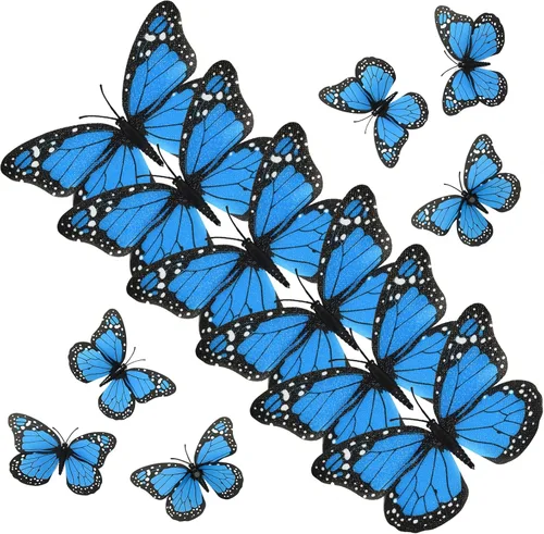 Miniatura 11 de AQUEENLY 24 piezas de mariposas monarca, mariposas naranjas para manualidades, mariposas falsas de primera calidad, decoración de pared