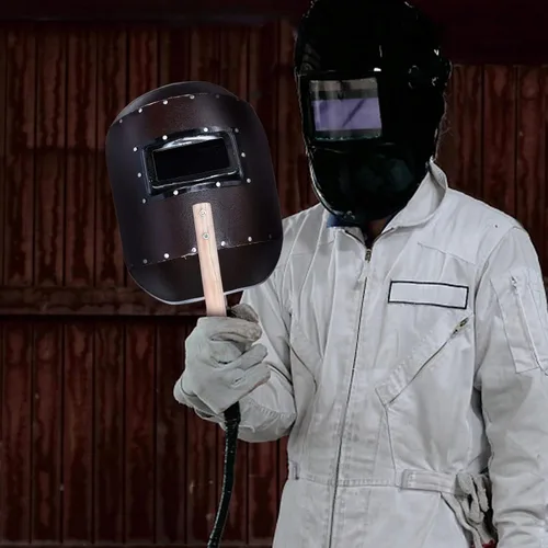 Miniatura 5 de Angoily Máscaras de soldadura de mano, casco de trabajo, escudo de soldadura con asa, herramienta de protección de seguridad facial para lugares
