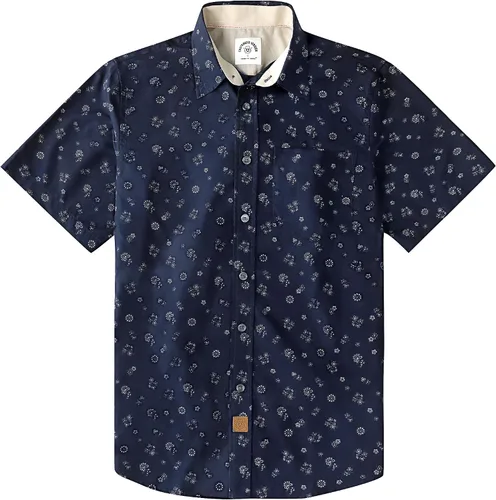 Miniatura 40 de Dubinik® Camisas de manga corta con botones para hombre, 100% algodón, a cuadros, camisas casuales con bolsillo