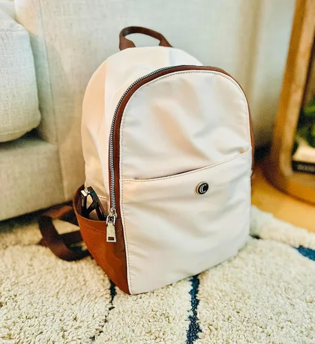 Miniatura 2 de Mochila monedero para mujer, mochila convertible de moda, 0 blanco con marrón, Mochilas de viaje