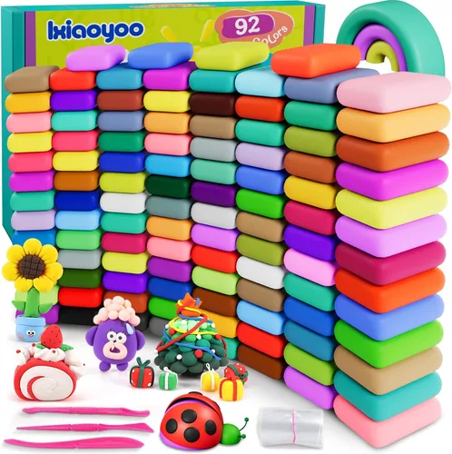 Miniatura 17 de Ixiaoyoo Arcilla seca al aire para niños, kit de arcilla mágica de modelado de 104 colores, suave y antiadherente, juguetes de modelado de artes