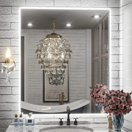 Miniatura 17 de Keonjinn Espejo de baño LED de 24 x 32 pulgadas con retroiluminación, antiniebla, CRI90+ HD regulable sin escalones, alto lumen, montaje en pared