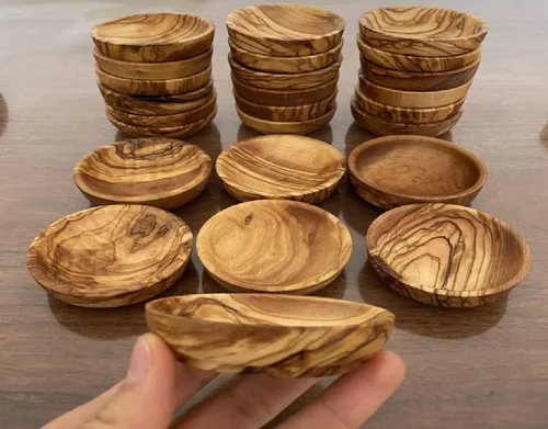 Miniatura 5 de Juego de 6 mini cuencos de madera de olivo hechos a mano, mini cuencos de madera hechos a mano