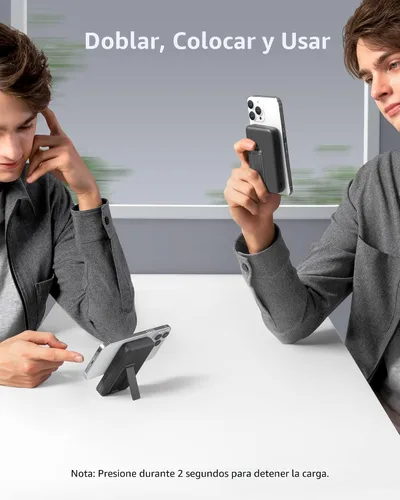 Miniatura 3 de ANKER Batería magnética 633, cargador portátil inalámbrico plegable de 10,000 mAh, cargador portátil inalámbrico de 20 W USB-C con soporte, Negro