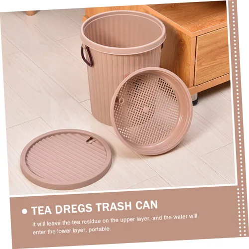 Miniatura 9 de LIFKOME Cubo de basura de escritorio, 8L, marrón claro, plástico