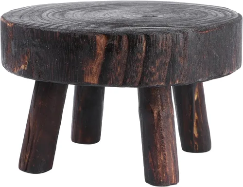 VILLCASE Soporte de exhibición de taburete de madera, taburete de madera, soporte para plantas de patio, maceta, estante decorativo para taburete