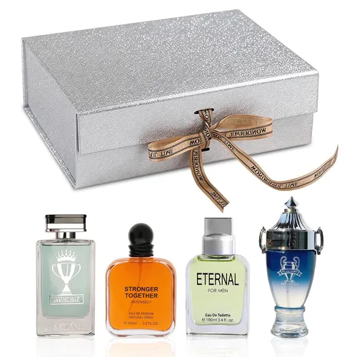 Miniatura 16 de A CENTER Set de regalo de colonia para hombre, 4 x 3.4 onzas líquidas, perfume de lujo con caja de presentación premium, regalo perfecto para el día