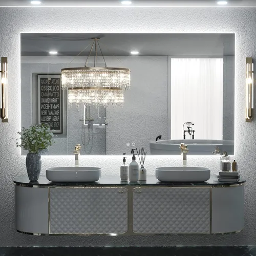 Miniatura 13 de Keonjinn Espejo de baño LED de 24 x 32 pulgadas con retroiluminación, antiniebla, CRI90+ HD regulable sin escalones, alto lumen, montaje en pared