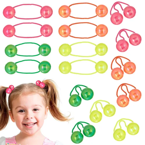 Miniatura 22 de 16 piezas Coletas Bolas de 24MM (0.94 in) Elásticos para Cabello Colección Bolas de Coleta de Colores Brillantes Para Niñas y Niños Pequeños Liso