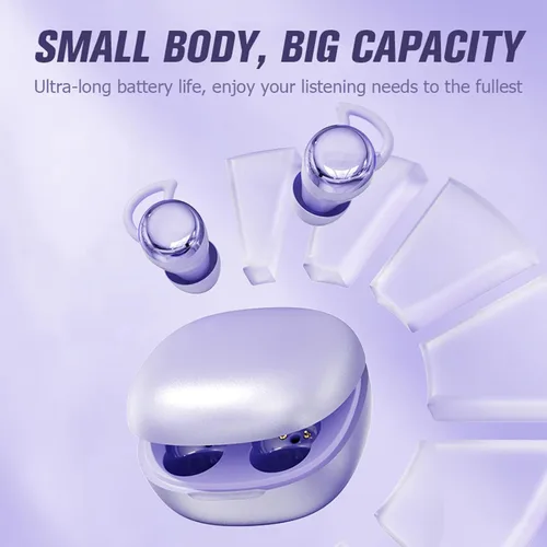 Miniatura 4 de Audífonos invisibles pequeños para dormir, color morado, inalámbrico, Bluetooth, cómodos, para dormir de lado, pequeños, pequeños, discretos, Púrpura