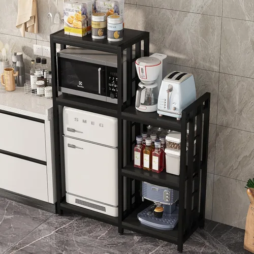Miniatura 7 de Soporte para microondas de 6 niveles, estante independiente para hornear de cocina, estante de altura ajustable, estante para especias, mini nevera