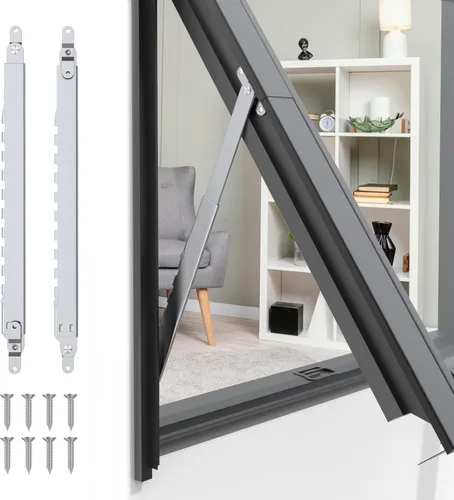 Miniatura 10 de Bisagras de ventana, soportes de ventana, cerradura de ventana, barra telescópica de múltiples ranuras para ventana colgada, SUS304, 1 par, 10