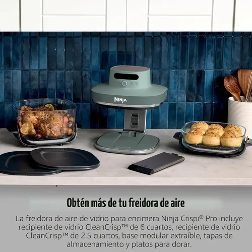 Miniatura 2 de Ninja Crispi Pro - Freidora de aire de vidrio 6 en 1, 6 cuartos de galón, 2.5 cuartos de galón, recipiente de vidrio con tapa, no tóxico